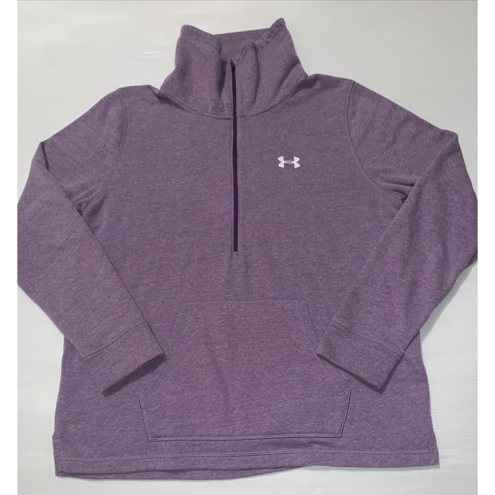 Under Armour Womens Fleece Half-Zip Loose Fit Pullover Lilac Purple Size XL